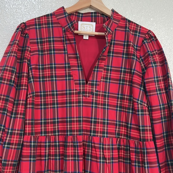 SAIL TO SABLE WOMENS RED PLAID LONG SLEEVE TUNIC FLARE DRESS Sz XL - Picture 5 of 12